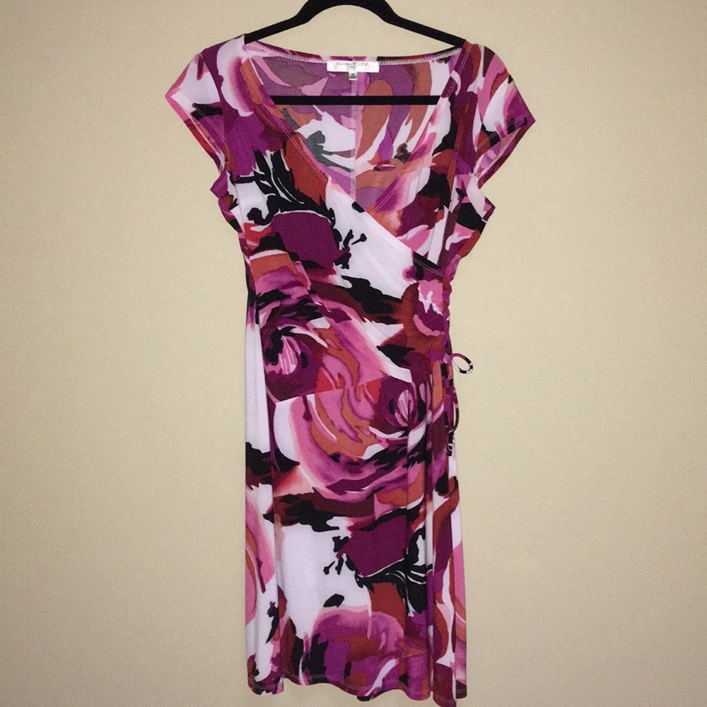 Evan Picone Faux Wrap Floral Dress size 8P - Picture 1 of 4